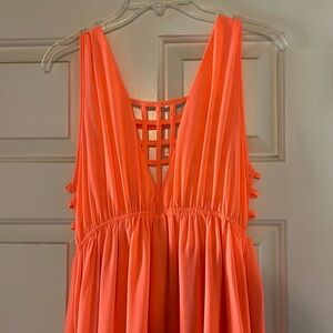 Neon Orange Hi-Lo Dress